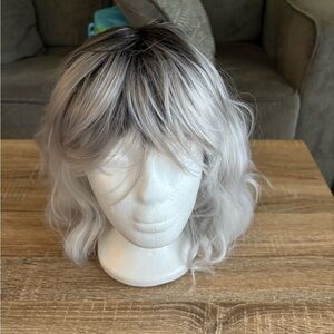 Platinum blonde synthetic bangs edgy adjustable